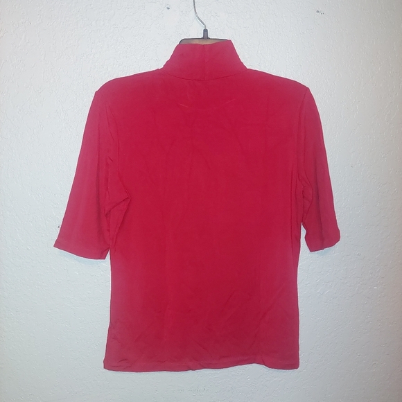 Lauren Ralph Lauren Women's Red Stretch Jersey Turtleneck, Medium NWT - Picture 2 of 5